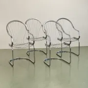 Set of four chrome cantilever dining chairs, 1970s