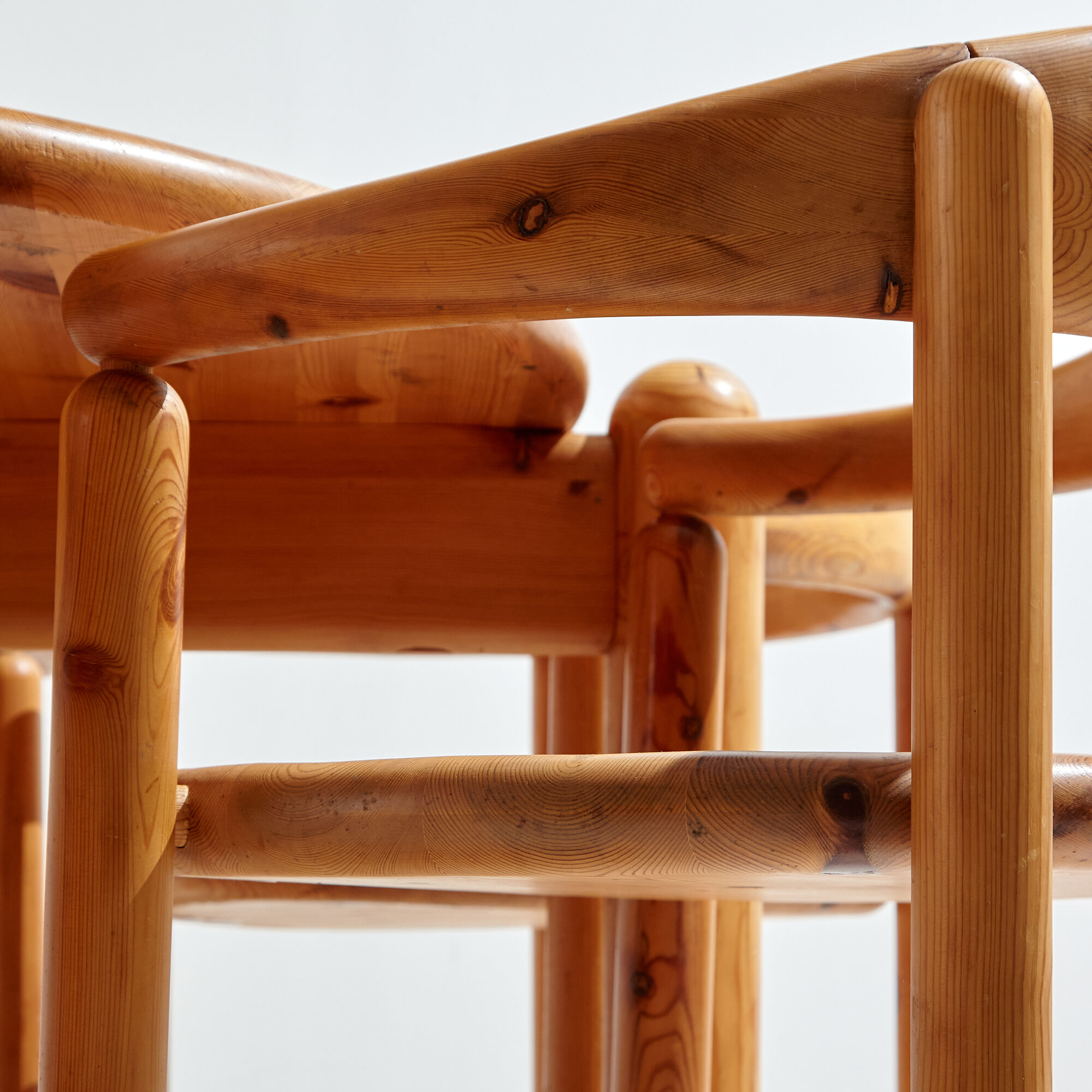 Pinewood dining set by rainer daumiller for hanex, set of 7