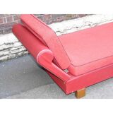 Meridienne vintage bench seat years 50 60 skai Red