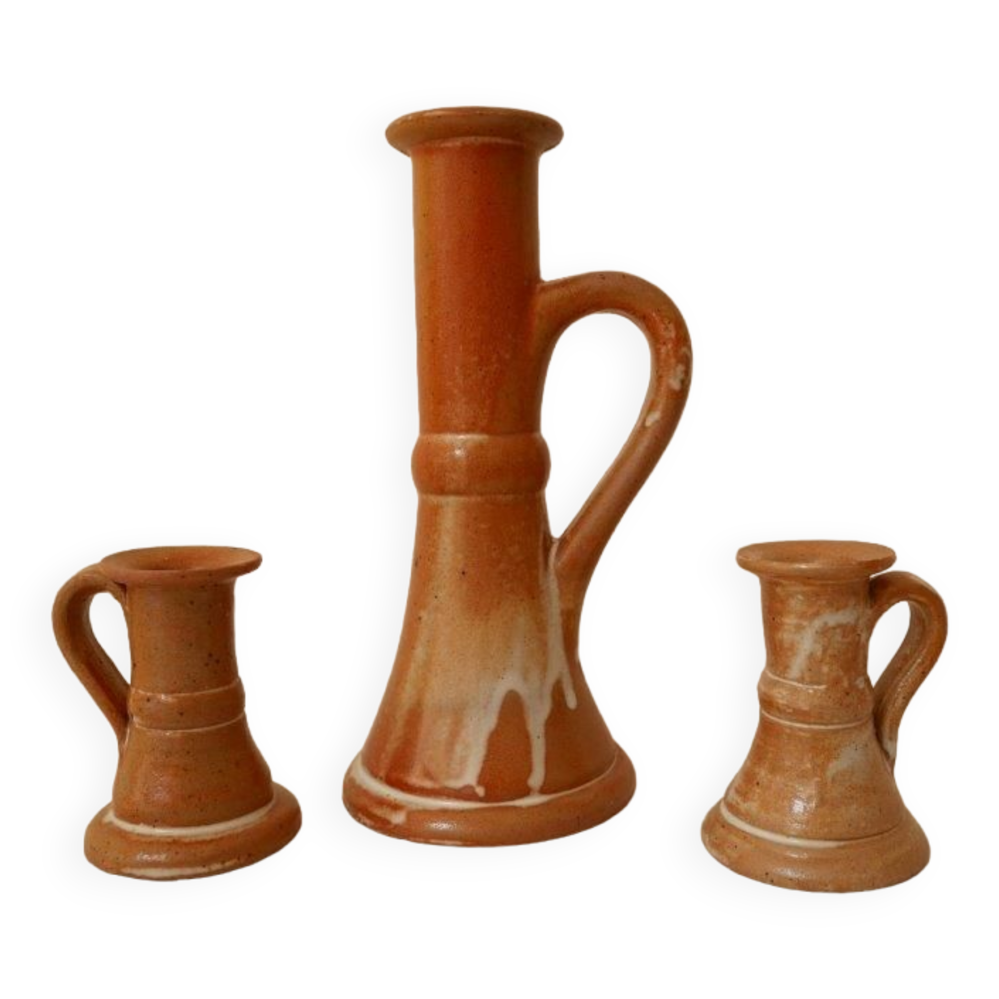 Set of 3 stoneware candle holders