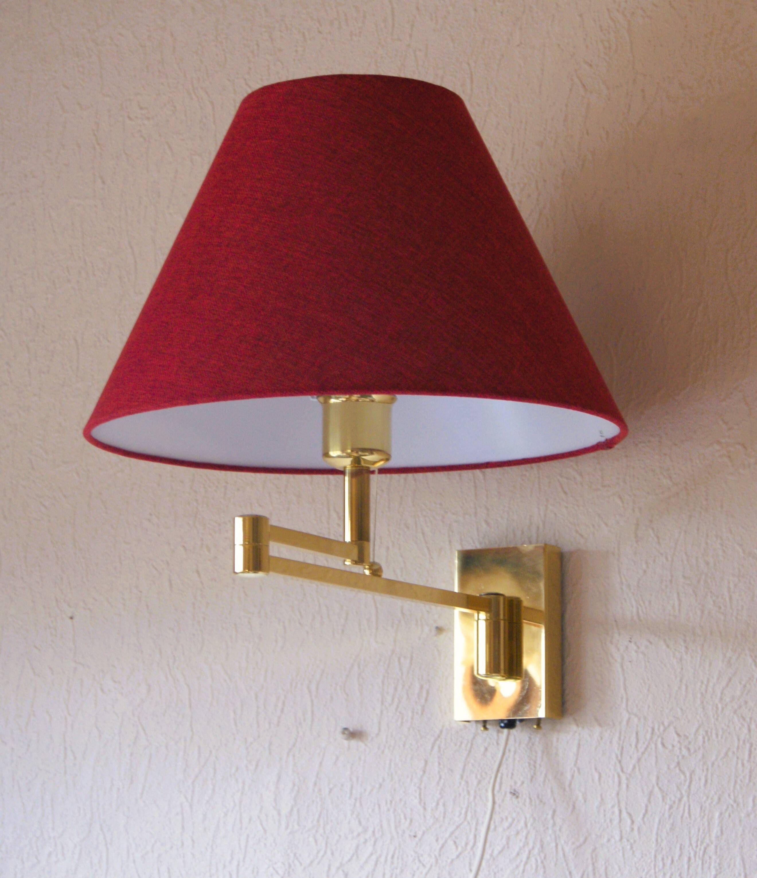 Large vintage brass swing arm wall lamp - Høvik Verk Norway - Hollywood Regency 1970s.