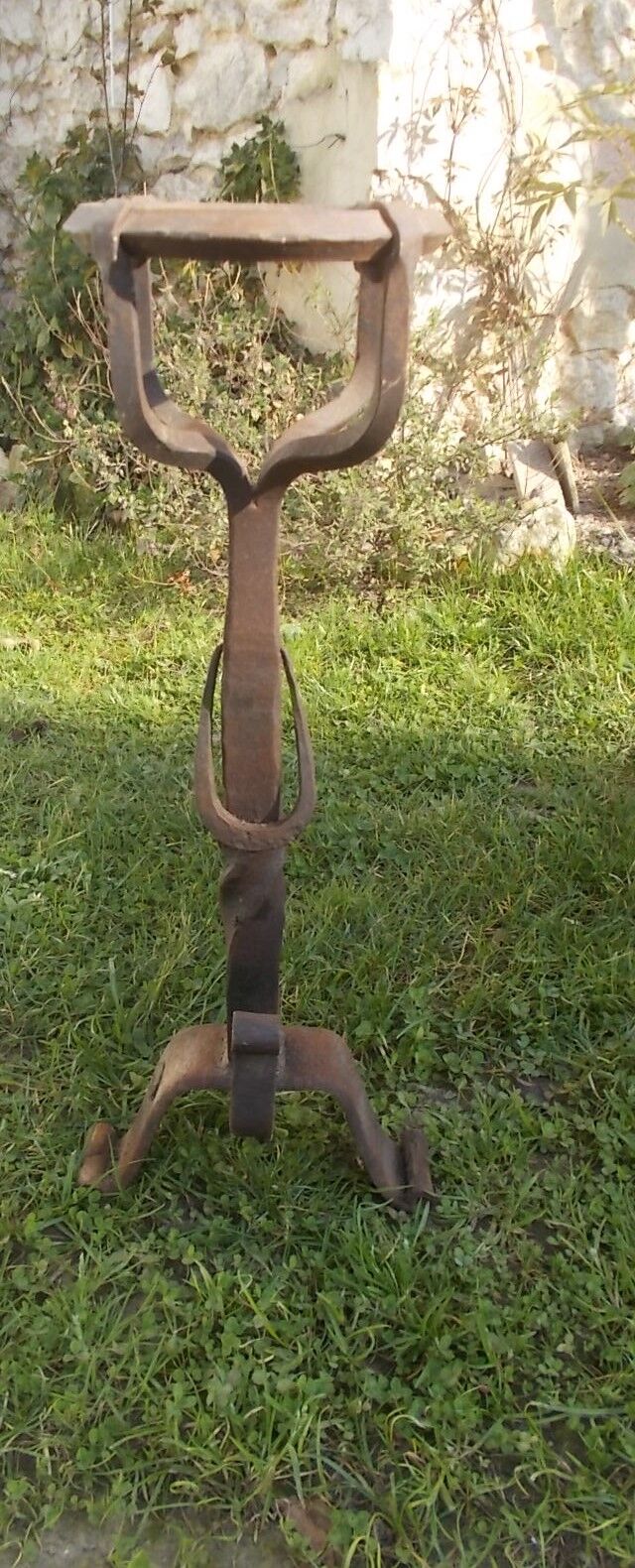 Pair of wrought iron fire dogs