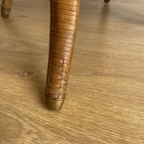 VINTAGE RATTAN SIDE TABLE PEACOCK PATTERN