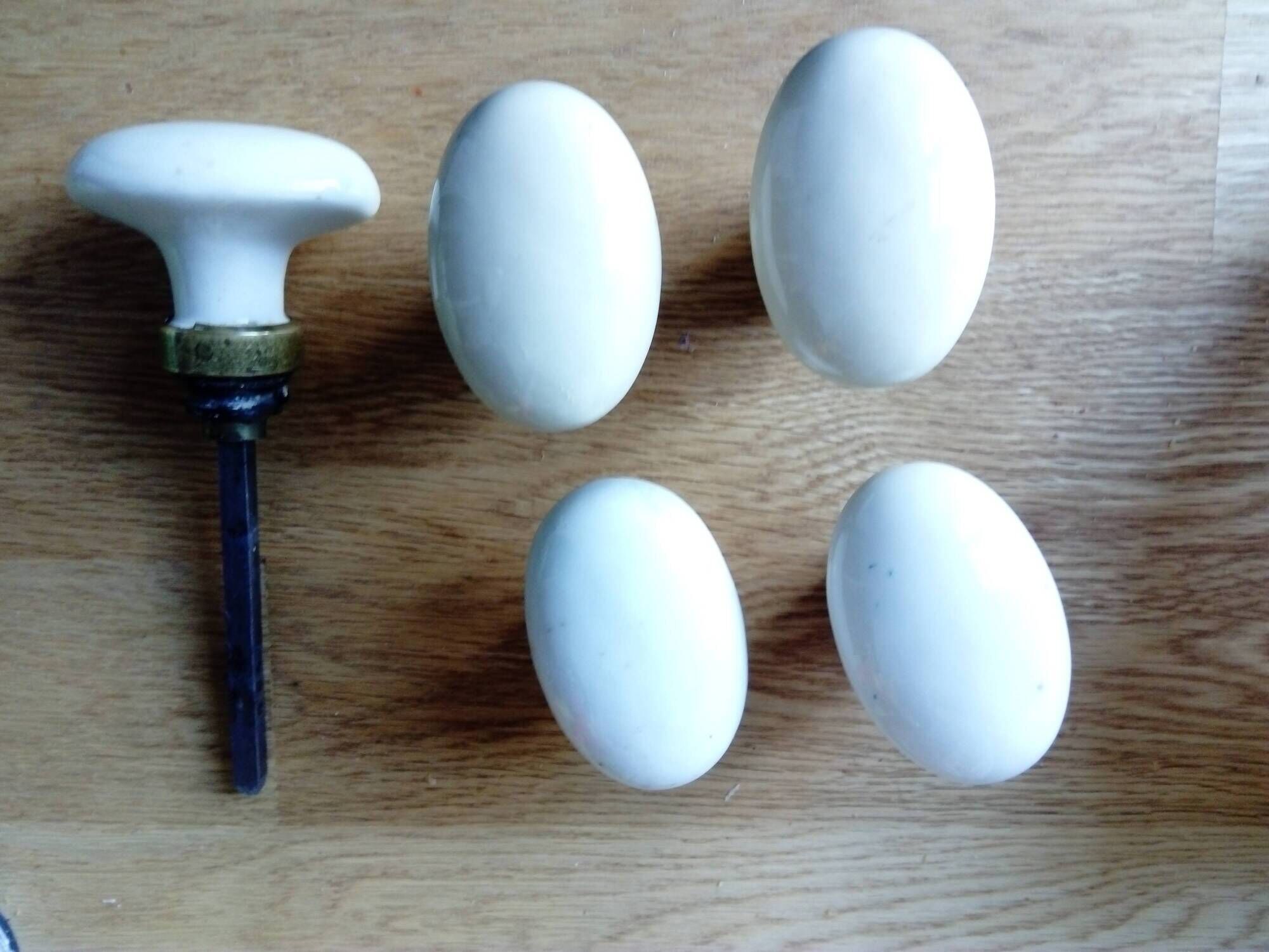 set of 5 old porcelain door handles