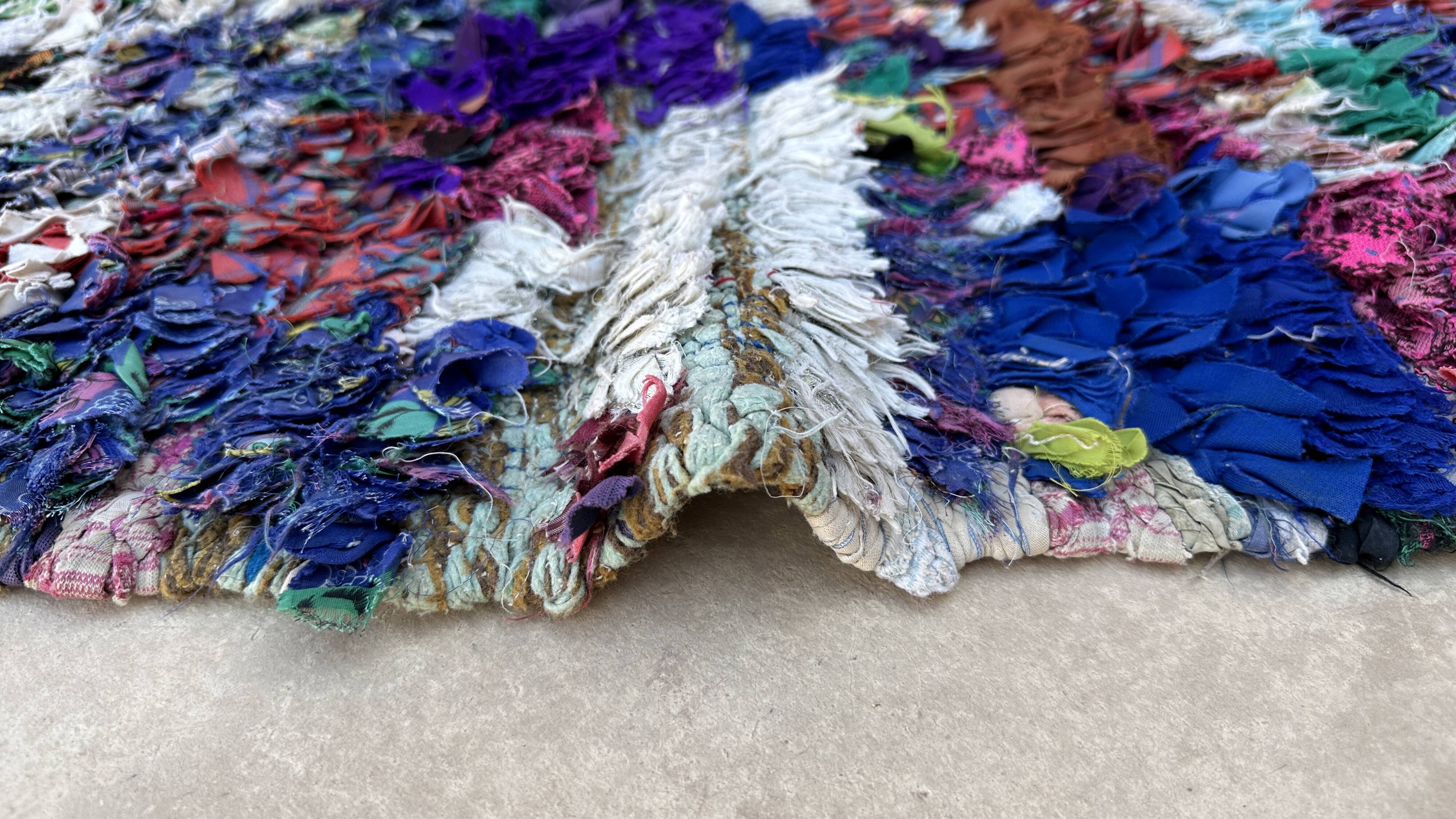 Colorful Boucherouite Berber rug - 139 x 233 cm