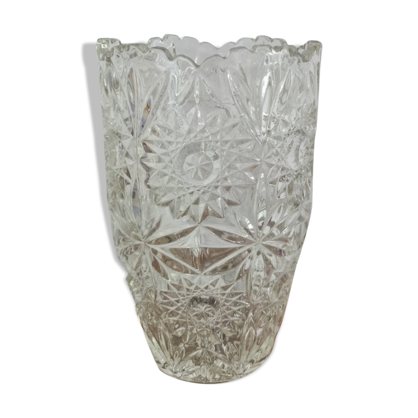 Vintage chiseled glass vase