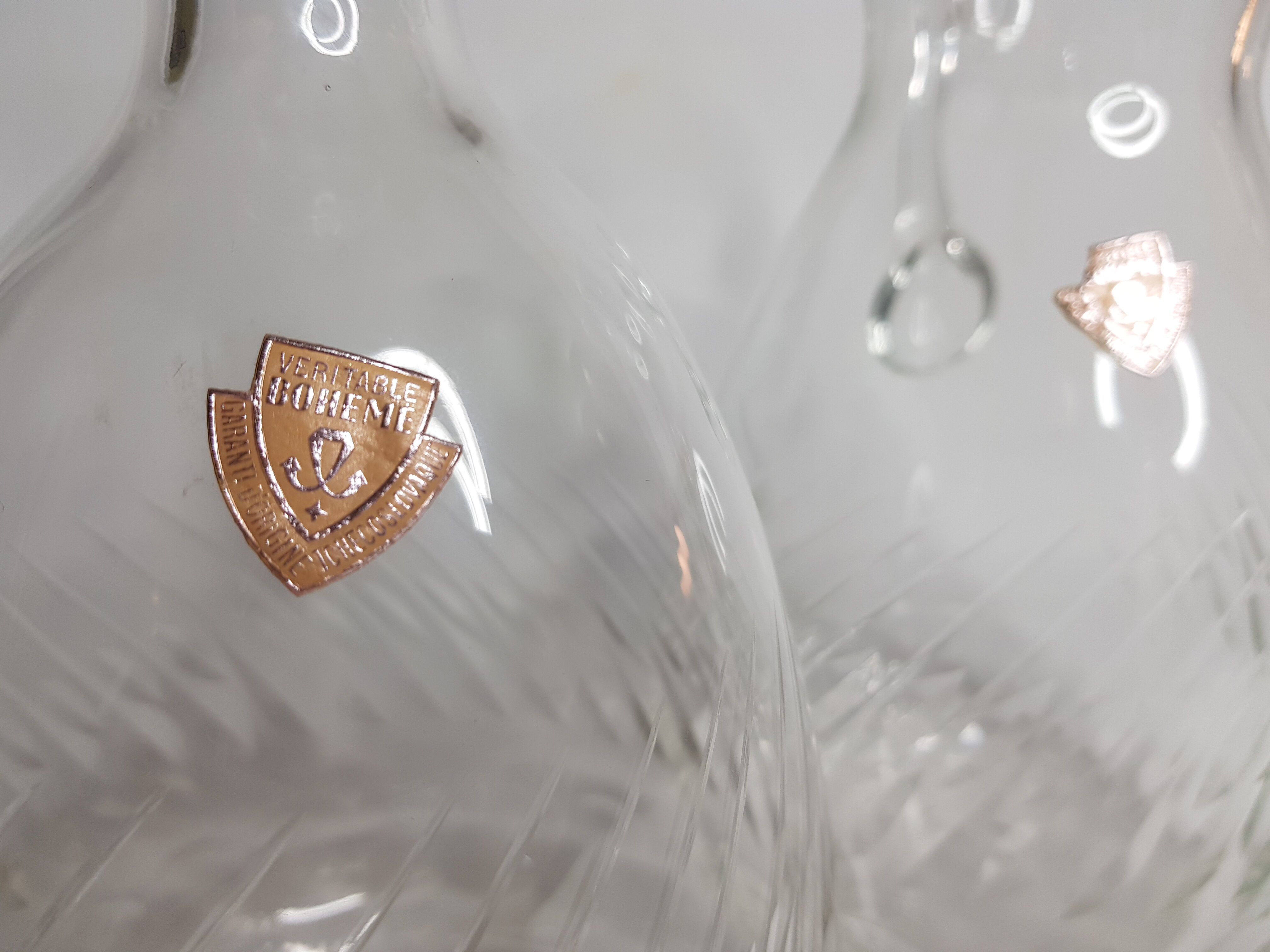 Bohemian crystal carafe and pitcher, 60s