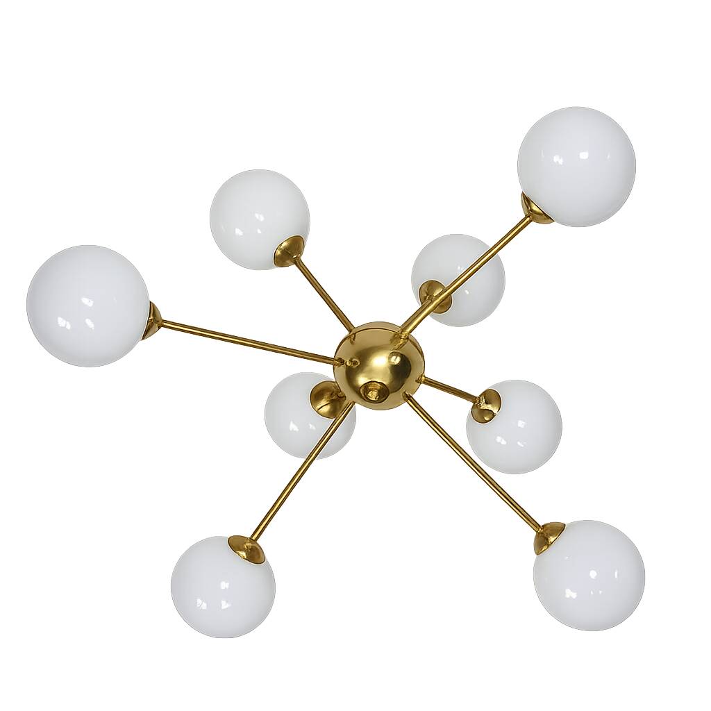 1960s Sputnik chandelier | Brass and glass | 8x E14 | Vintage