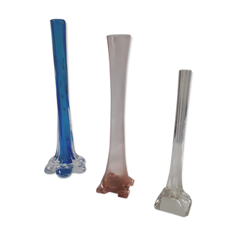 Lot of 3 glass soliflores
