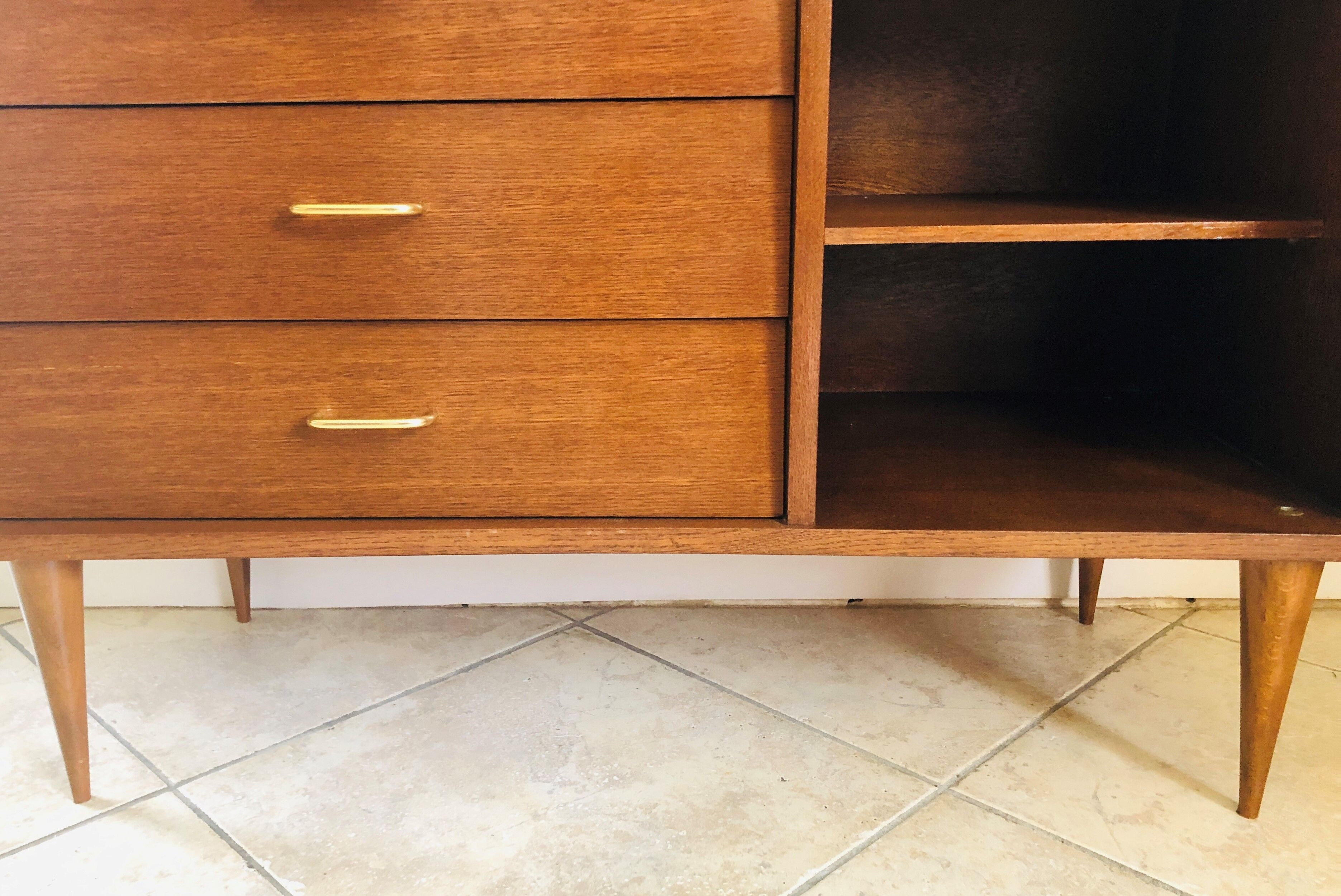 Scandinavian style dresser with 4 drawers and storage, circa 60