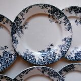 6 flat plates wolf mill blue and white iron earth