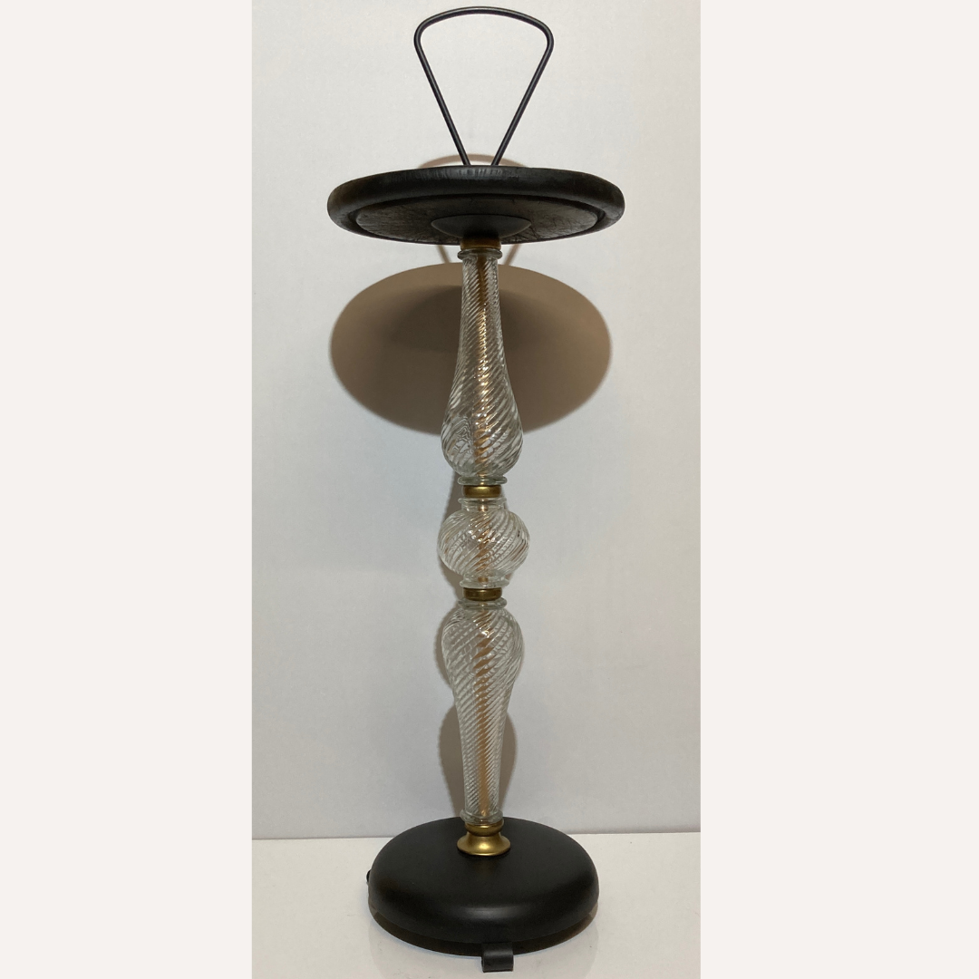 Glass and brass "bonbonniere" portable pedestal side table, 1960s