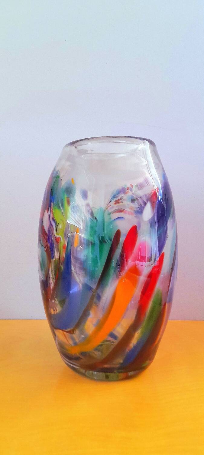 Multicolored Murano glass vase