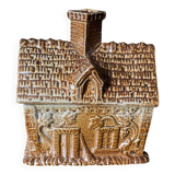 Brown salt-glazed stoneware tobacco pot with candle holder, 1840/1880