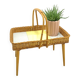 Rattan vintage tray on legs with yellow formica, fruit basket