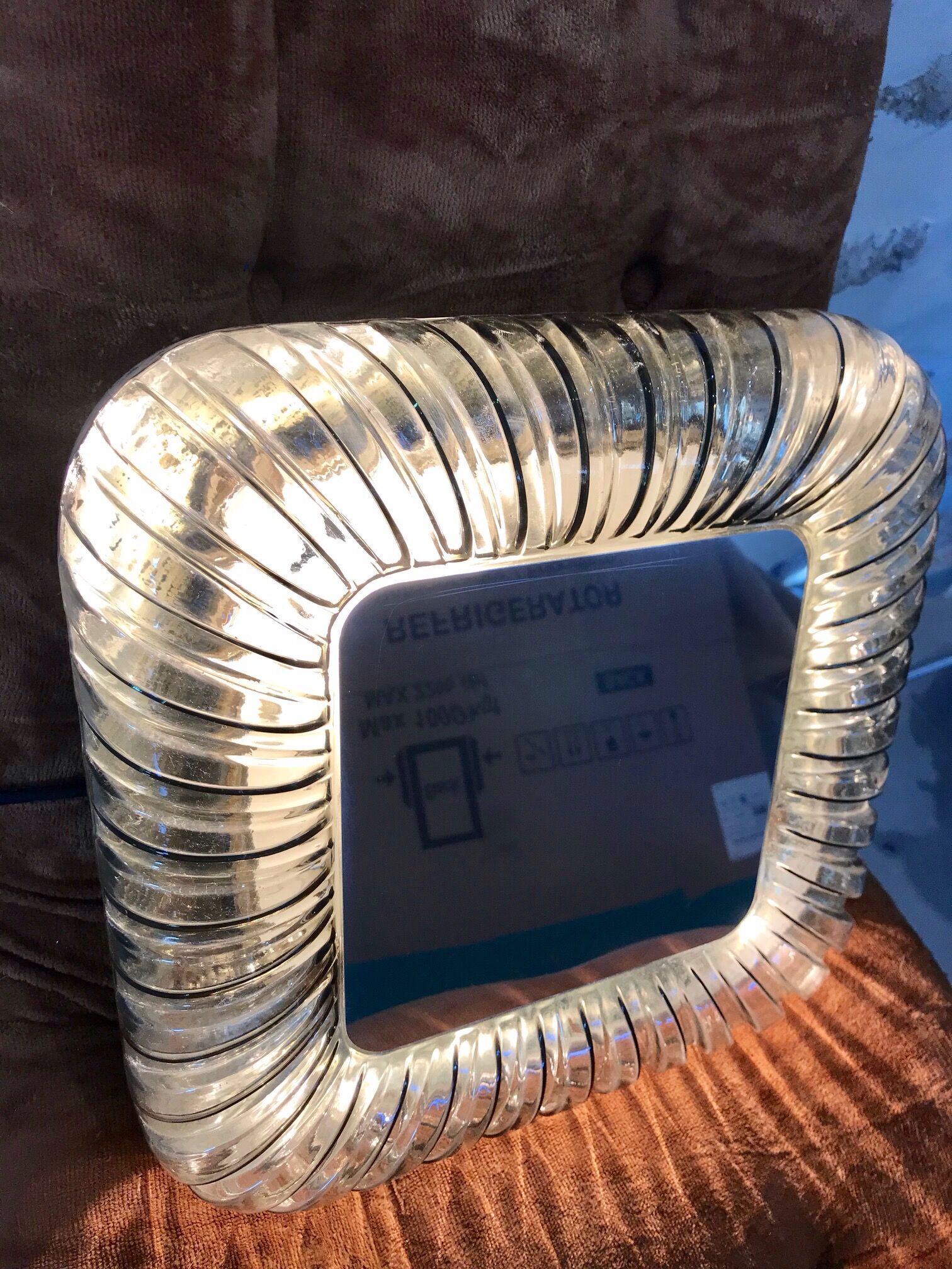 Miroir avec lampe en verre des années 1960