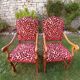 Set of 2 reupholstered antique armchairs – solid wood