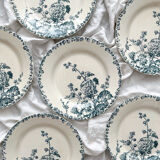 6 flat ironstone plates “Hollyhock” Gien