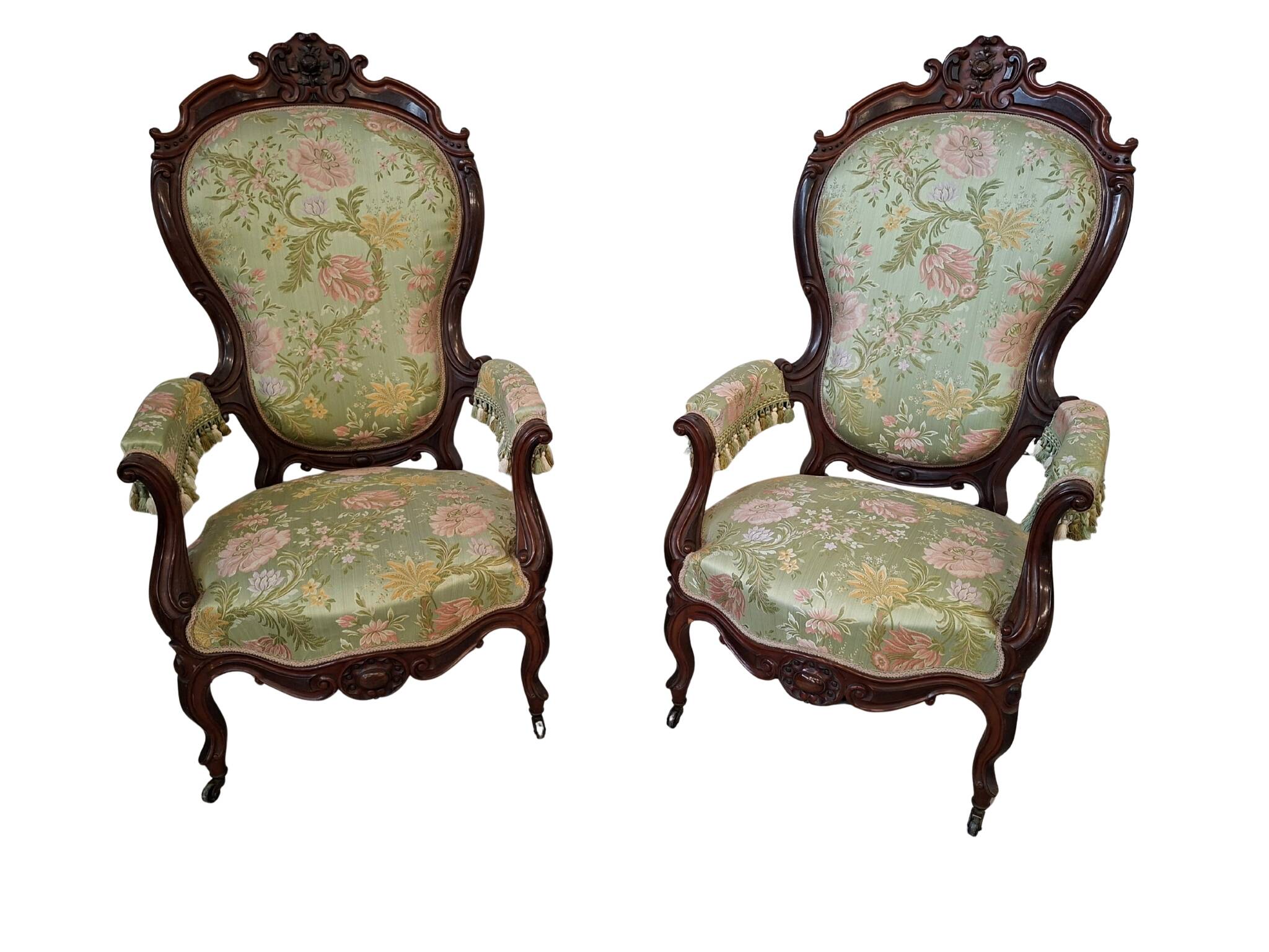 Coppia di Poltrone d'Epoca "Balloon Back" – Stile Rococò Revival (XIX Sec.)