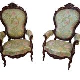 Coppia di Poltrone d'Epoca "Balloon Back" – Stile Rococò Revival (XIX Sec.)