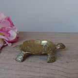 Petit cendrier tortue en laiton sculpté vintage