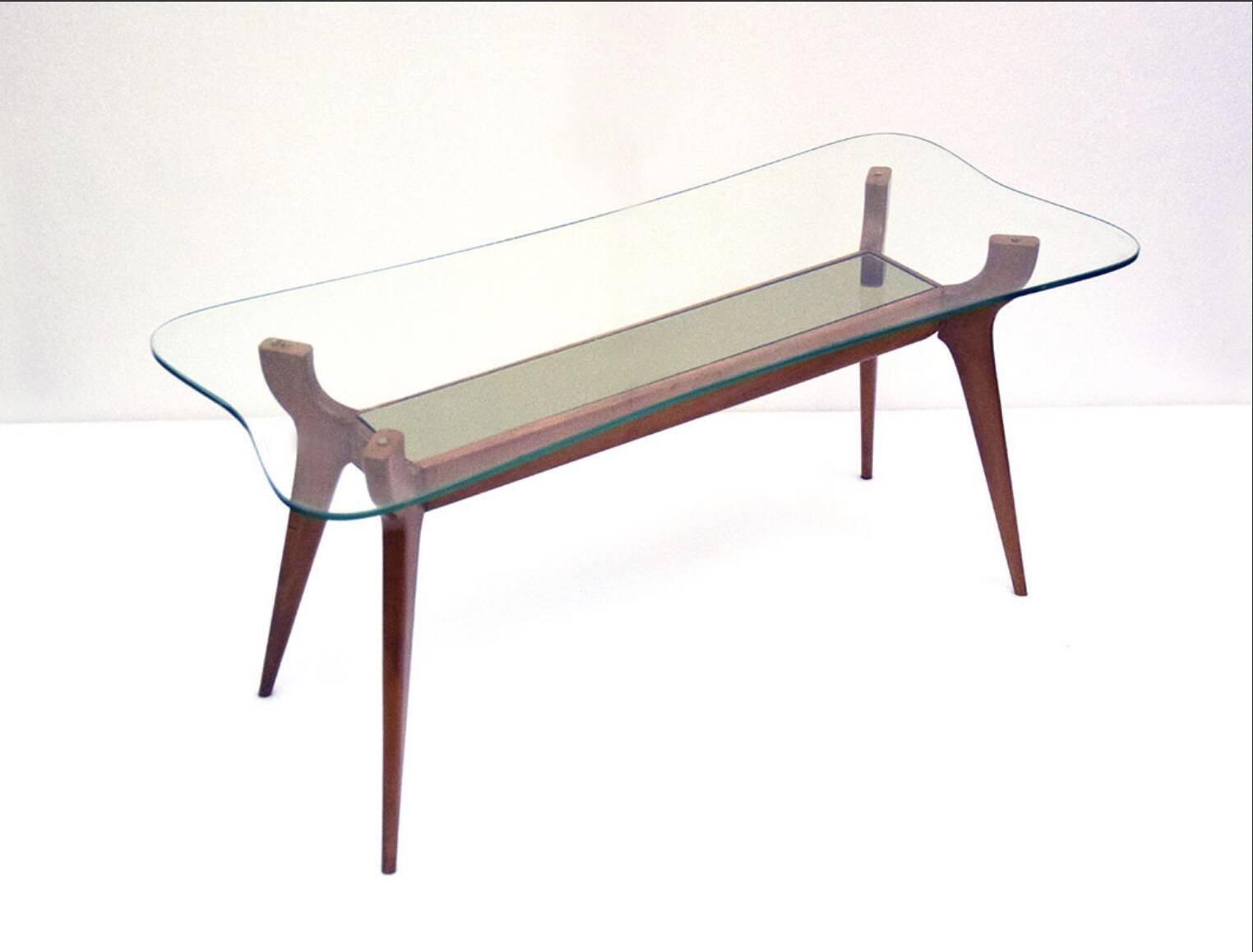 Wood and glass coffee table attributed to Ico Parisi, 1950s