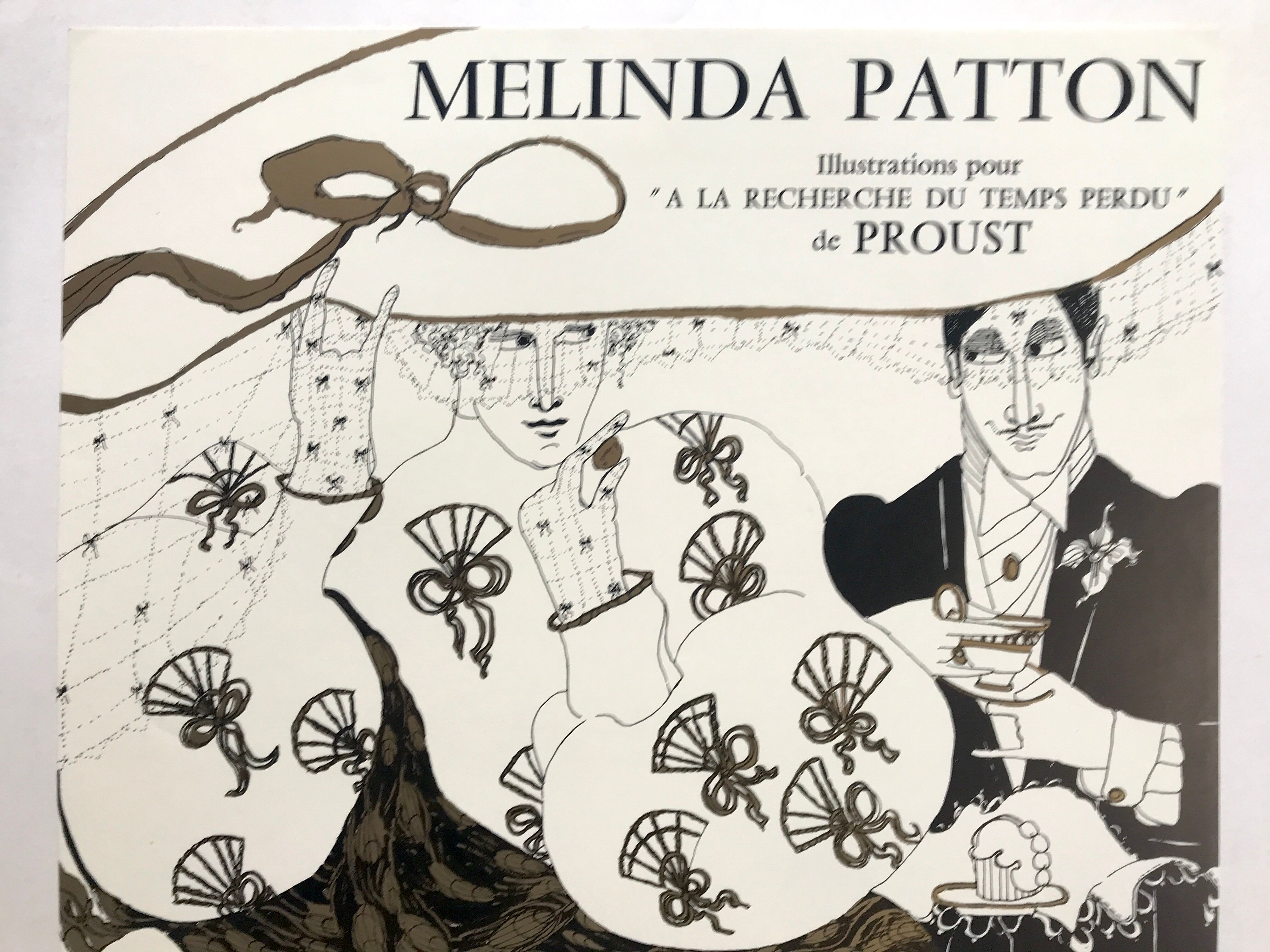Original silkscreen print in black and gold by melinda patton, james mayor gallery, 1984 marcel proust