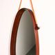 Mid-century Italian oval mirror in curved teak, rope and leather, 1960s
