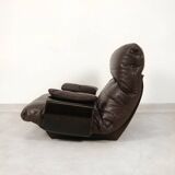 Fauteuil et ottoman Marsala en cuir marron par Michel Ducaroy pour  Ligne Roset