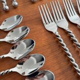 Stainless steel cutlery set with twisted handles – Design cutlery set
