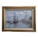 Signed framed painting Oil on canvas “Honfleur” dimensions: height -49cm- width -63 cm-