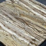 Italian 1970s coffee table in Breccia Sarda marble & steel legs – caramel tones