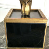 Palm tree table lamp in gilded metal and base in glass plates style year 70