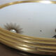Plateau miroir rond en aluminium doré art deco années 40 50