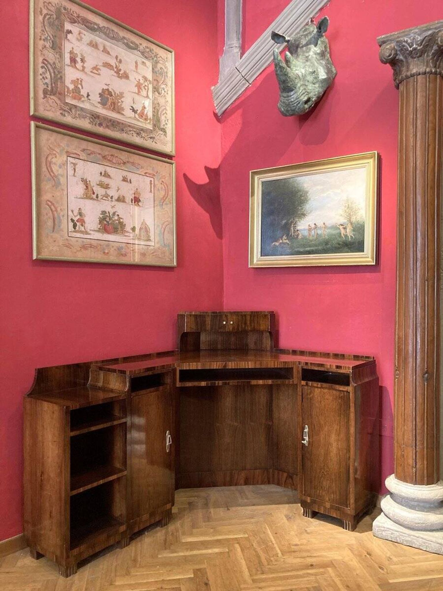 Art Deco Veneer Writing Desk or Vanity Table, 1920s
