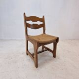 Ensemble de 6 chaises rasoir en chêne brutaliste, France, années 1960