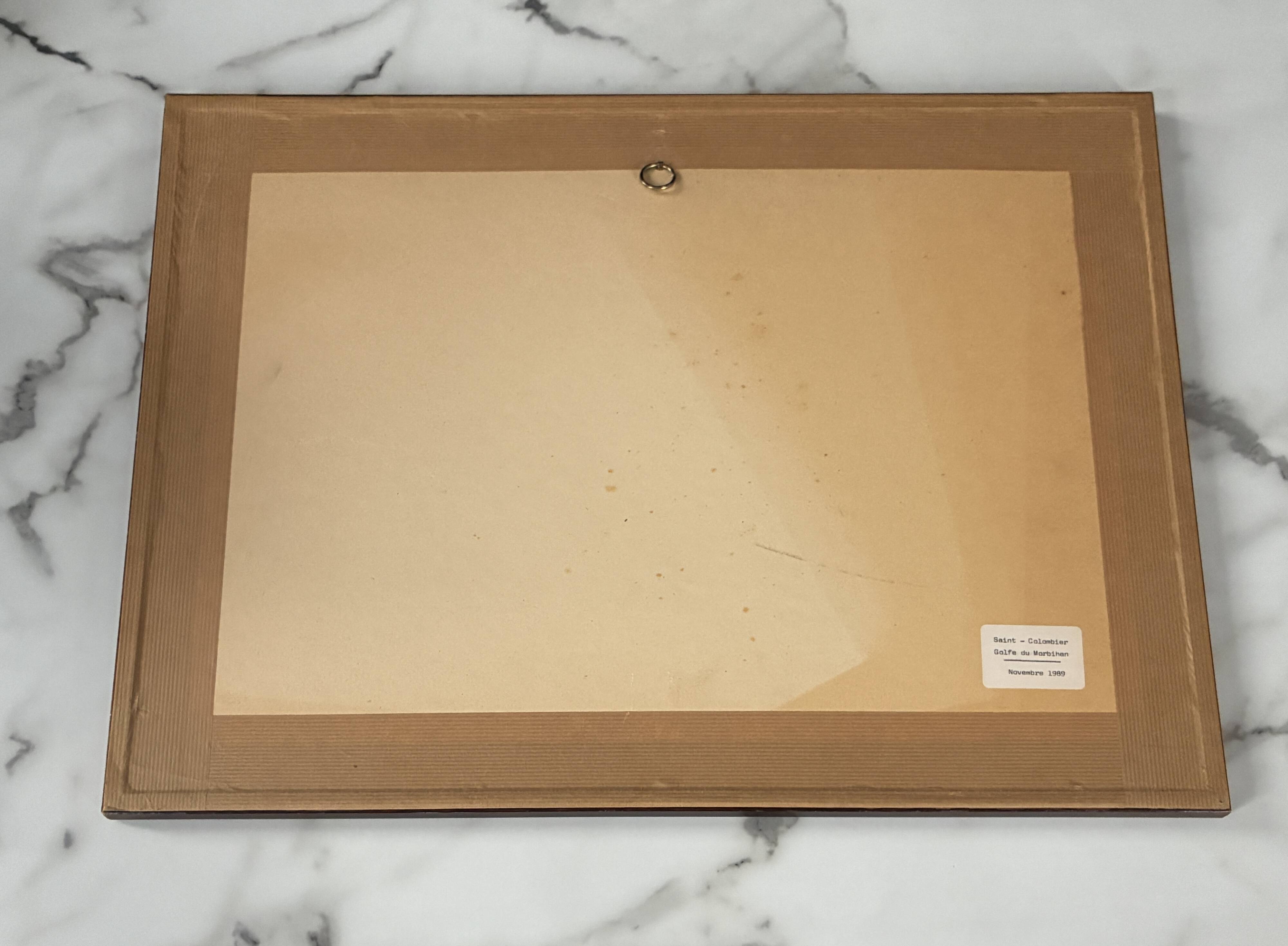 Framed antique watercolor, Gulf of Morbihan