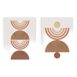 2 geometric art prints with circles and lines