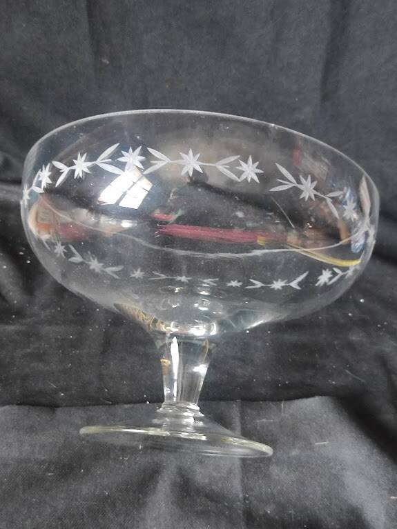 1960/80 /21 cm cut crystal bowl /flowers /plants
