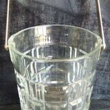 Chic vintage glass ice bucket with metal base - Excellent condition