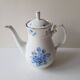 Blue floral teapot in fine bohemian porcelain signed TK Thun