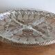 Glass aperitif dish 4 compartments with its vintage gold metal support