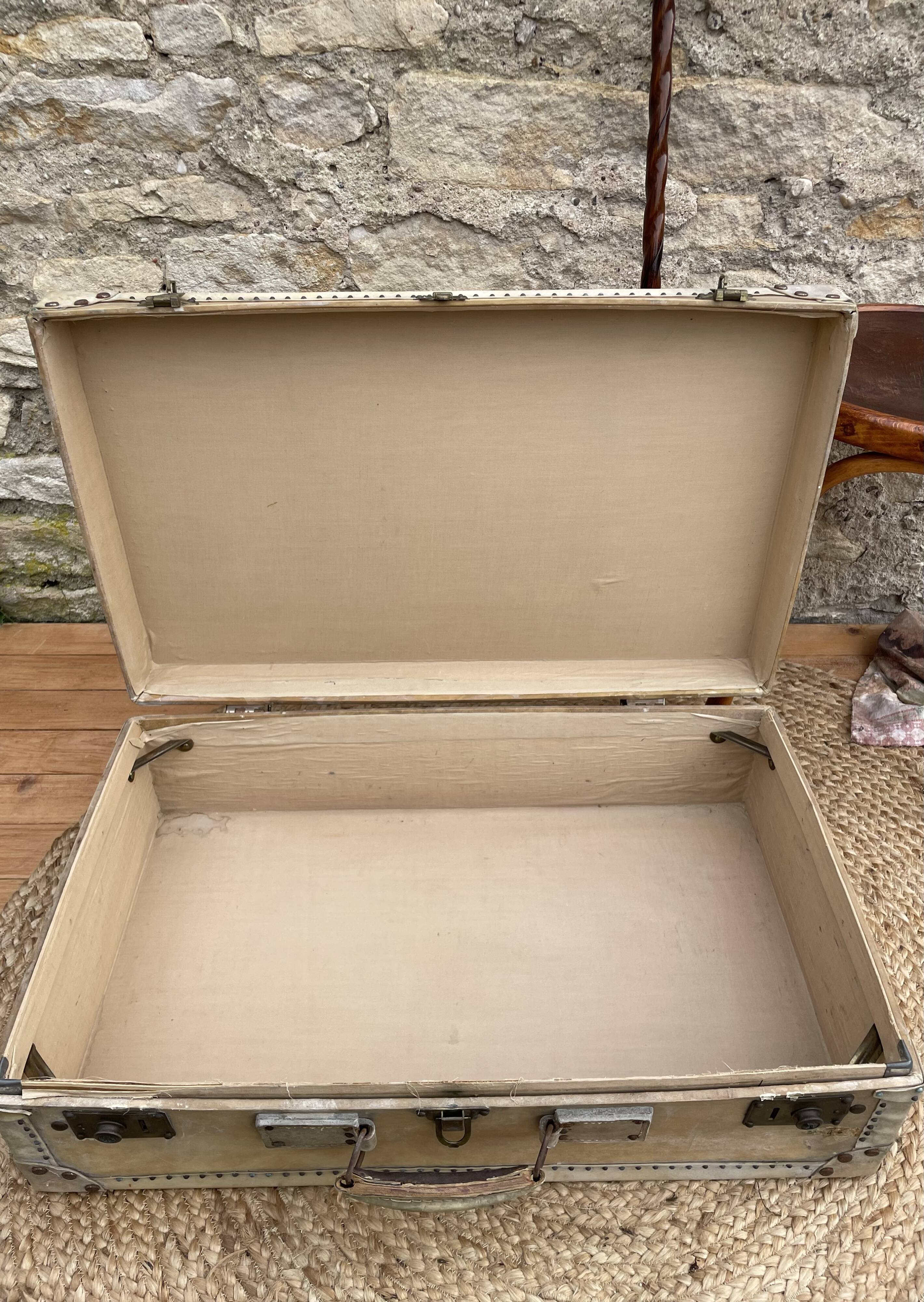 Old wood and leather suitcase