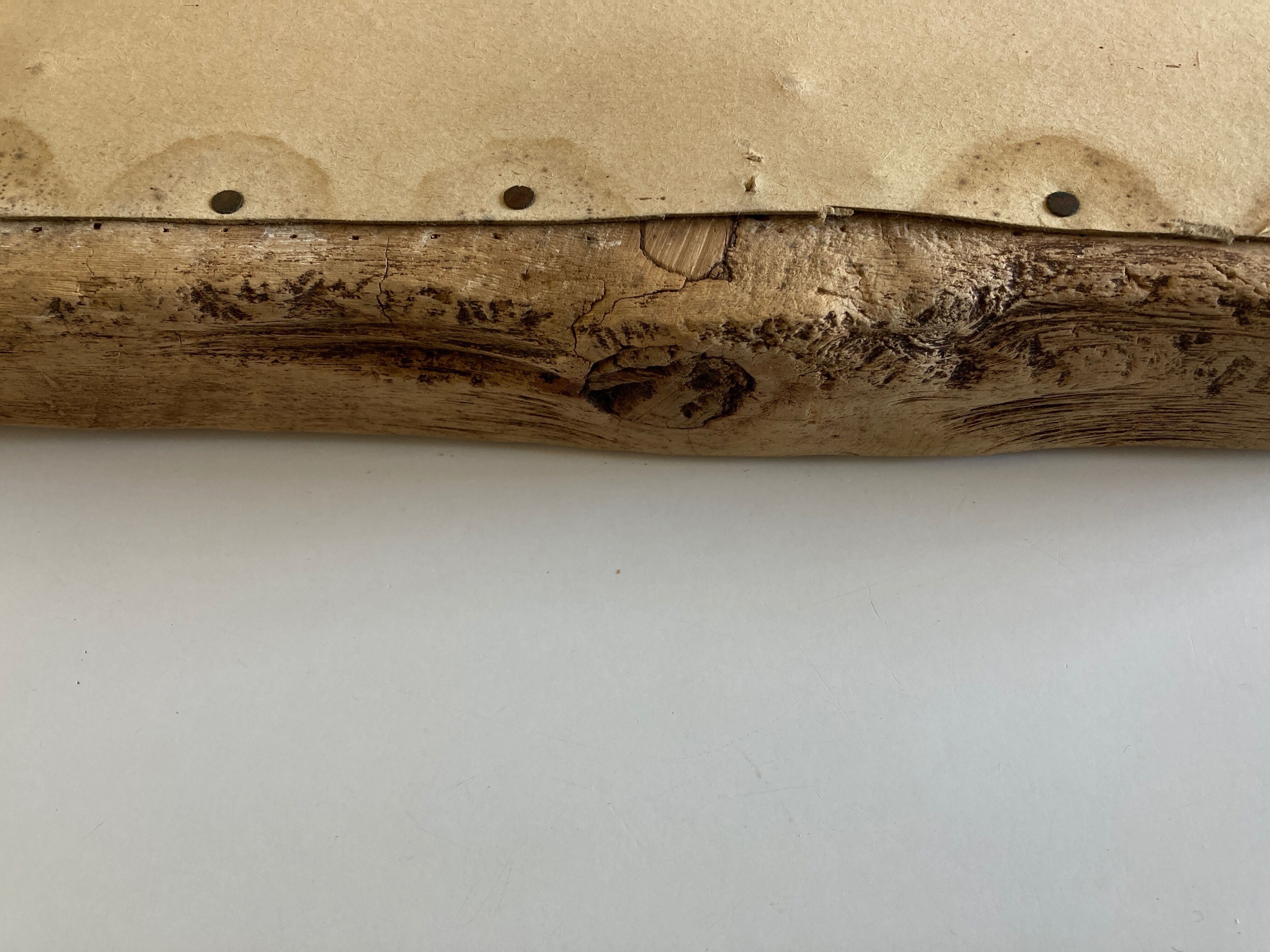 Mirror cubist shape in raw wood Formentera 1970