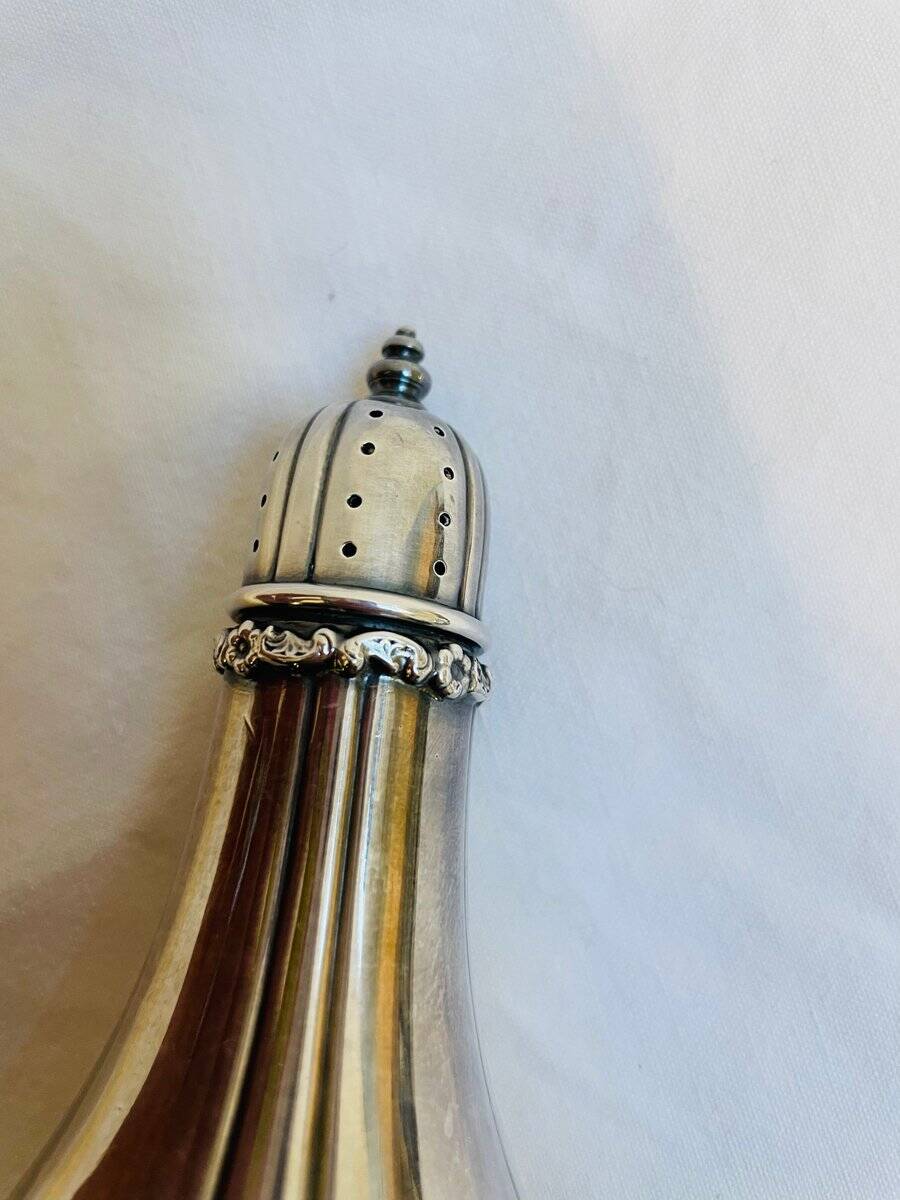 Floral sterling silver salt shaker by Tiffany & Co., 1950s
