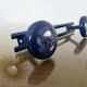 Blue lacquered metal wall coat rack, 1970