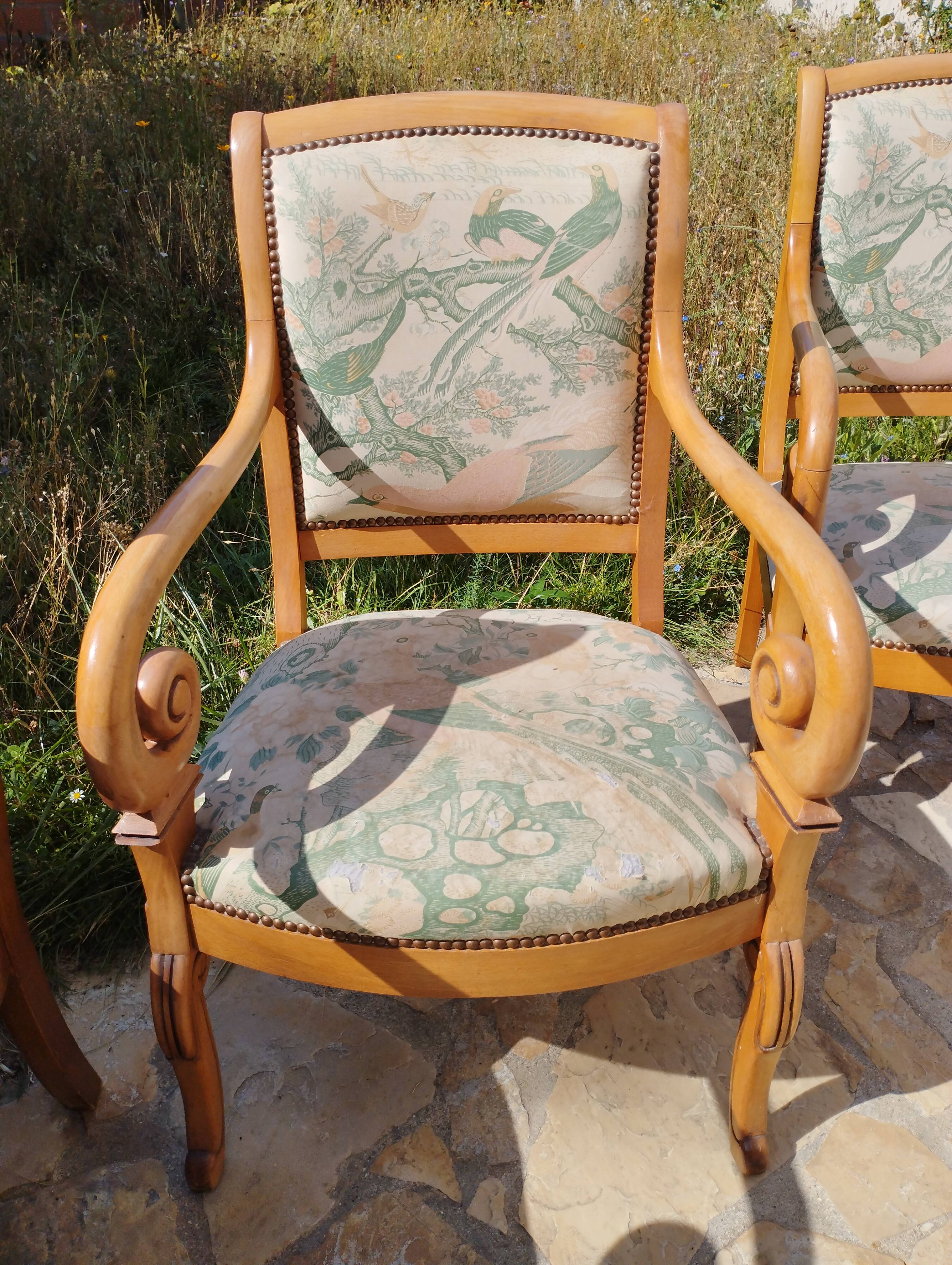 Three cross-back chairs in Restoration style.