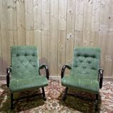 Pair of English Chesterfield armchairs