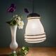 Suspension globe antique Art Deco in frosted white and gold glass.