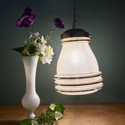 Suspension globe antique Art Deco in frosted white and gold glass.